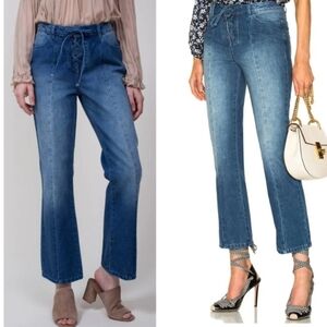 Ulla Johnson lace up cropped flared jeans